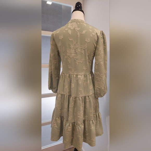 Joie Olive Textured Long Sleeve Dress - Picture 6 of 8